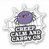 Creep Calm en draak met Funny Spider Pun Sticker (Voorkant)