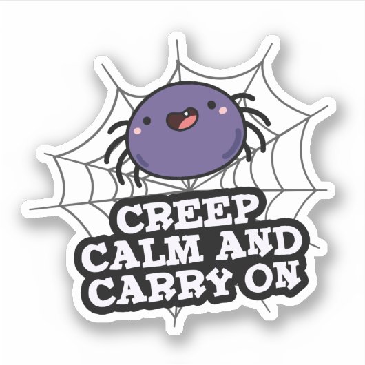 Creep Calm en draak met Funny Spider Pun Sticker (Voorkant)