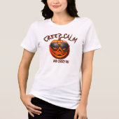 Creep Calm Halloween Pumpkin Monster Kostuum Tri-Blend Shirt (Voorkant)