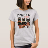Creep het Echt Grappig Katten Halloween T-shirt (Voorkant)