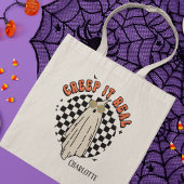Creep het echt grappige Halloween Retro Ghost Name Tote Bag