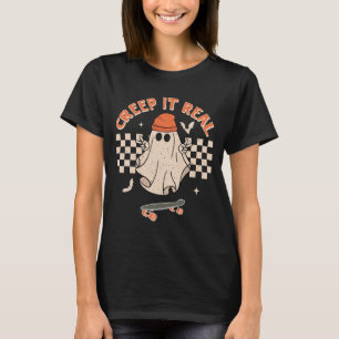 Creep het echte Ghost Skateboard Halloween T-shirt