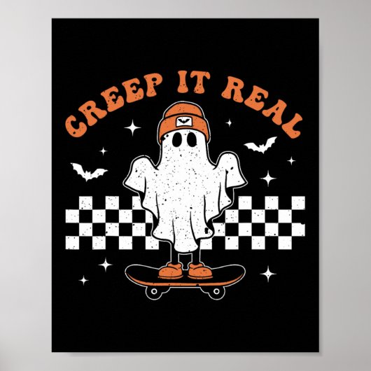 Creep het echte Ghost Skateboard Retro Cute Hempew Poster (Voorkant)