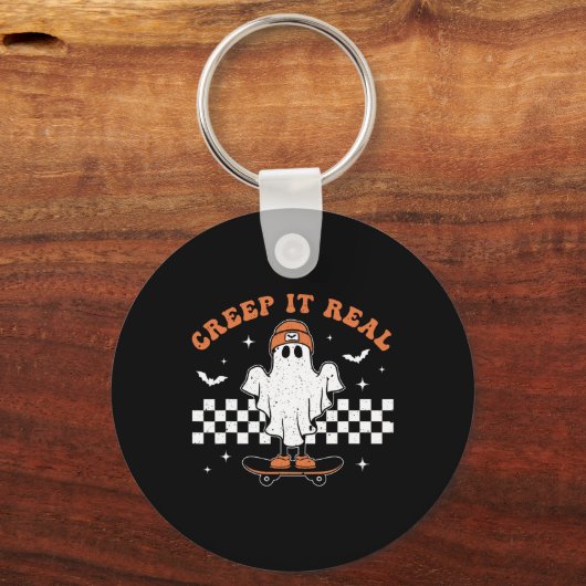 Creep het echte Ghost Skateboard Retro Cute Hempew Sleutelhanger (Voorkant)