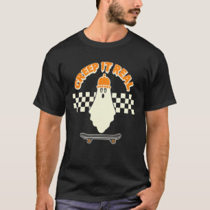 Creep het echte Ghost Skater Boy Skateboard Bean T-shirt