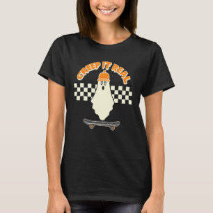 Creep het echte Ghost Skater Boy Skateboard Bean T-shirt
