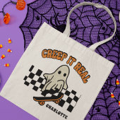 Creep het Echte Halloween Skateboarding Ghost Name Tote Bag
