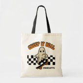 Creep het Echte Halloween Skateboarding Ghost Name Tote Bag (Voorkant)
