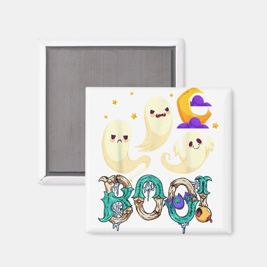 Creep het echte skateboarden Ghost Retro Halloween Magneet (Voorkant / Achterkant)