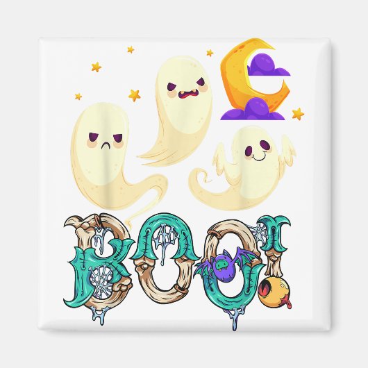 Creep het echte skateboarden Ghost Retro Halloween Magneet (Voorkant)