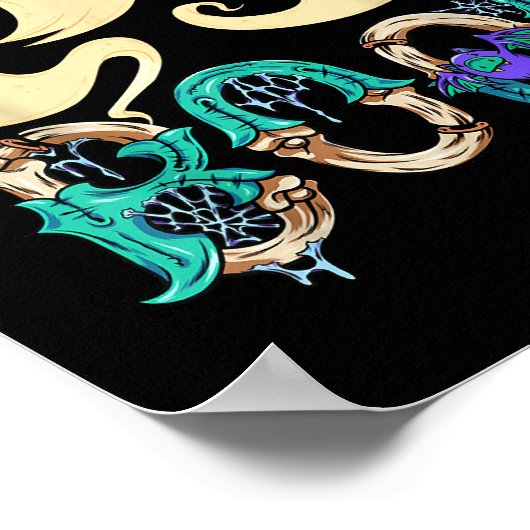 Creep het echte skateboarden Ghost Retro Halloween Poster (Hoek)