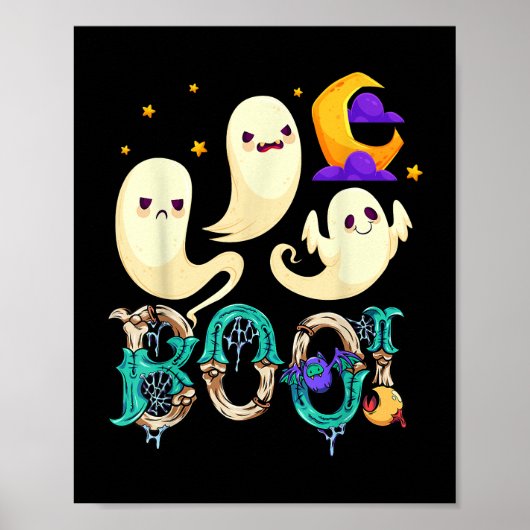 Creep het echte skateboarden Ghost Retro Halloween Poster (Voorkant)