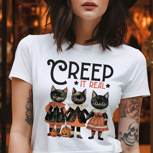 Creep het echte zwarte kat  Halloween Tri-Blend Shirt