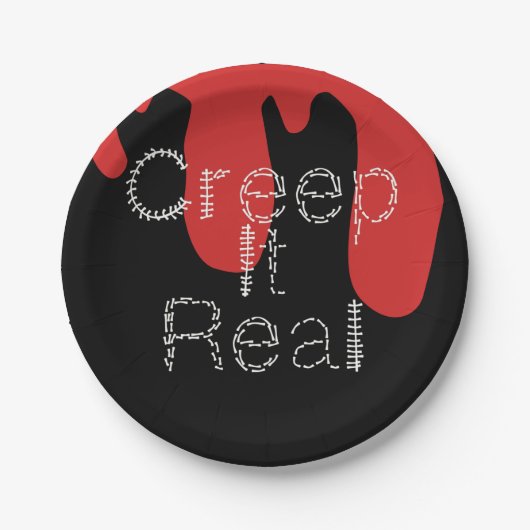 Creep het Real Hand Drawn Font Blood Halloween Papieren Bordje (Voorkant)
