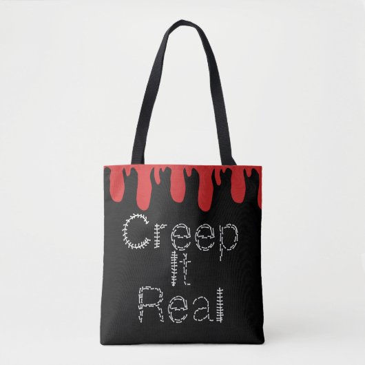 Creep het Real Hand Drawn Font Blood Halloween Tote Bag (Voorkant)
