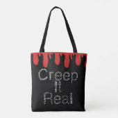 Creep het Real Hand Drawn Font Blood Halloween Tote Bag (Achterkant)
