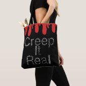 Creep het Real Hand Drawn Font Blood Halloween Tote Bag (Dichtbij)