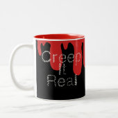 Creep het Real Hand Drawn Font Blood Halloween Tweekleurige Koffiemok (Links)