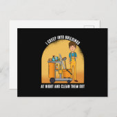 Creep Into Building Janitor Mop Cleaners Cleaning Briefkaart (Voorkant / Achterkant)