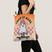 Creep it Echt Skateboarden Ghost Sinaasappel Hallo Tote Bag (Dichtbij)