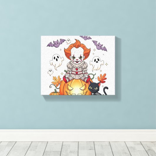 Creep It Echte Halloween Clown Canvas Afdruk (Insitu (Houten vloer))