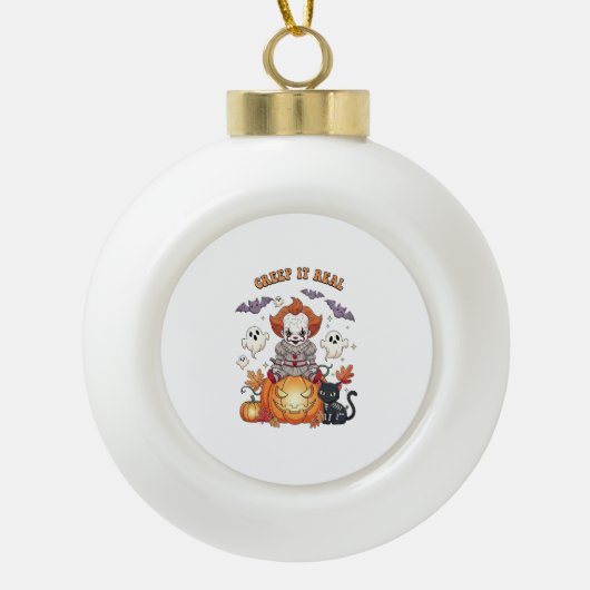 Creep It Echte Halloween Clown Keramische Bal Ornament (Voorkant)