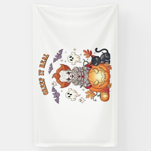 Creep It Echte Halloween Clown Spandoek (Verticaal)