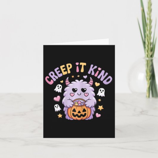 Creep It Kind Schattige Monster Halloween Funny Kaart (Voorkant)