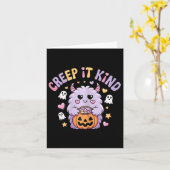 Creep It Kind Schattige Monster Halloween Funny Kaart (Gele Bloem)