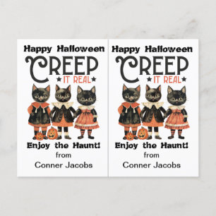 Creep It Real Black Cats School Party Halloween Briefkaart
