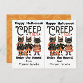 Creep It Real Black Cats School Party Halloween Briefkaart (Voorkant / Achterkant)