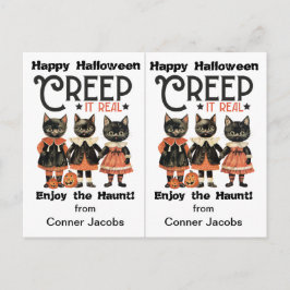 Creep It Real Black Cats School Party Halloween Briefkaart