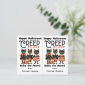 Creep It Real Black Cats School Party Halloween Briefkaart (Staand voorkant)