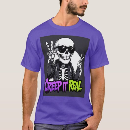 Creep It Real – Cool Skeleton Halloween T-shirt (Voorkant)