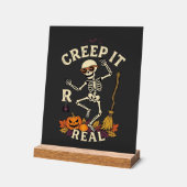 Creep It Real Dansend Skelet Pompoen Bezem_1 Acryl Bord (Hoek)