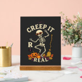 Creep It Real Dansend Skelet Pompoen Bezem_1 Acryl Bord (Huwelijk)