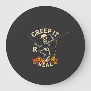 Creep It Real Dansend Skelet Pompoen Bezem_1 Grote Klok