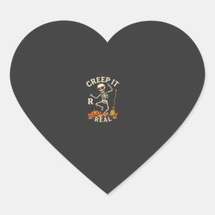 Creep It Real Dansend Skelet Pompoen Bezem_1 Hart Sticker
