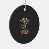 Creep It Real Dansend Skelet Pompoen Bezem_1 Keramisch Ornament (Rechts)