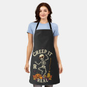 Creep It Real Dansend Skelet Pompoen Bezem_1 Schort (Gedragen)