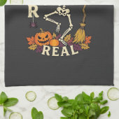 Creep It Real Dansend Skelet Pompoen Bezem_1 Theedoek (Gevouwen)