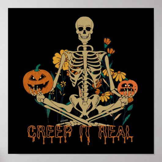 CREEP IT REAL eng Halloween skeletpompoen Poster (Voorkant)