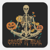 CREEP IT REAL eng Halloween skeletpompoen Vierkante Sticker (Voorkant)