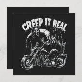 Creep It Real Halloween Biker Ghostface Feestdagenkaart (Voorkant / Achterkant)
