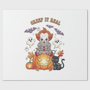 Creep It Real Halloween-clown Cadeaupapier