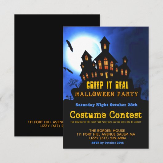 Creep it Real Halloween Costume Party small party Kaart (Voorkant / Achterkant)
