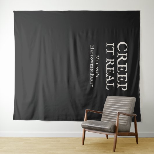 Creep it Real Halloween Feest Zwart Wandkleed (In Situ (horizontaal))