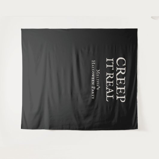 Creep it Real Halloween Feest Zwart Wandkleed (Voorkant (horizontaal))