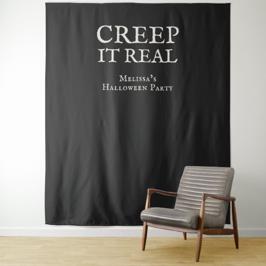 Creep it Real Halloween Feest Zwart Wandkleed (In situ)