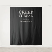 Creep it Real Halloween Feest Zwart Wandkleed (Voorkant)